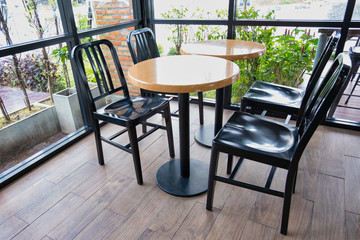 Set of modern empty chair and table for restaurant and coffee shop.