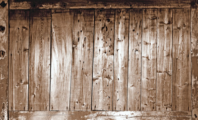 Texture of brown old wooden board. Background photo.