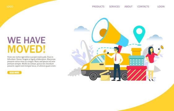 We Have Moved Vector Website Landing Page Design Template