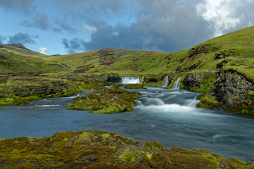 Naklejka na ściany i meble Wasserfall an der F208, Island