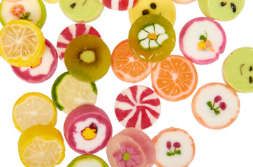 Colored round candy, sugar lollipops, sweet dessert food