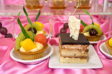 mixed fruit tart and another sweet dessert at conference meeting