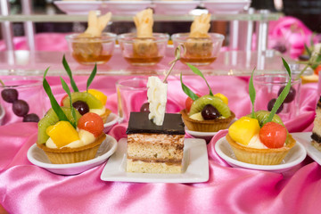 mixed fruit tart and another sweet dessert at conference meeting