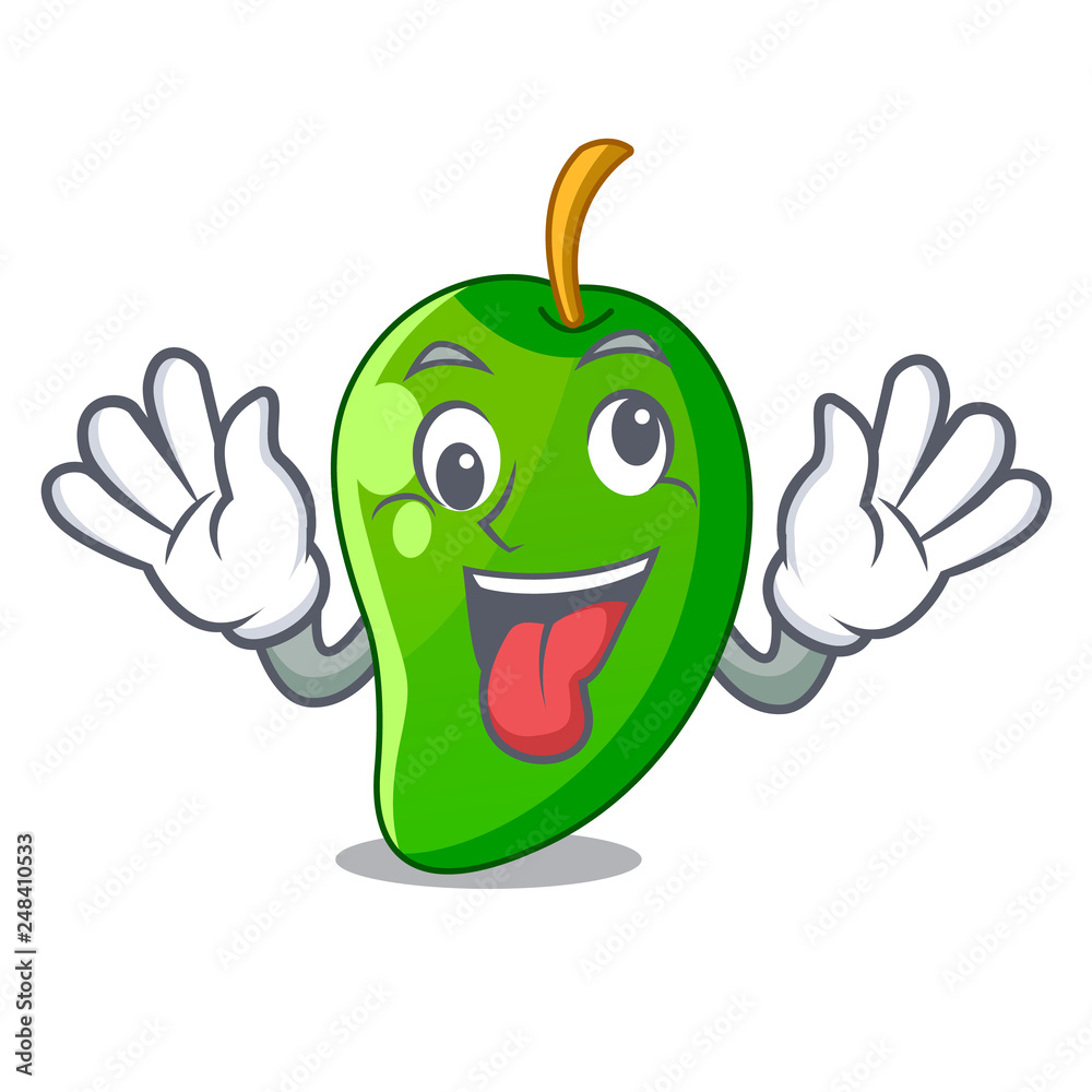 Sticker Crazy green mango isolated with the mascot