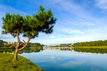 Landscape of Xuan Huong lake in Dalat city, Vietnam.