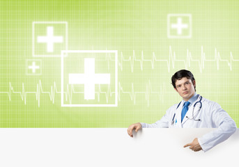 Fototapeta premium Doctor with banner