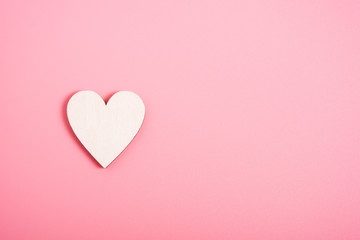 Wood hearts on pink background have copy space, valentine day concept