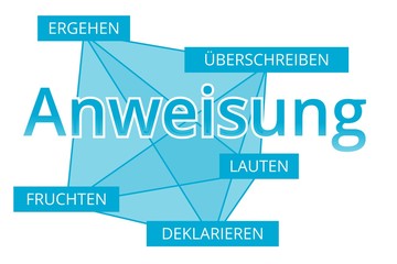 Anweisung - Begriffe verbinden, Farbe blau