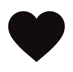 Flat Black Heart Icon Isolated on White Background. Vector illustration.