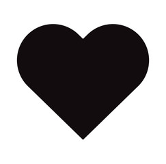 Flat Black Heart Icon Isolated on White Background. Vector illustration.