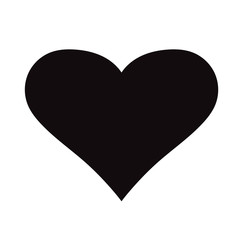 Flat Black Heart Icon Isolated on White Background. Vector illustration.