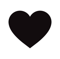 Flat Black Heart Icon Isolated on White Background. Vector illustration.