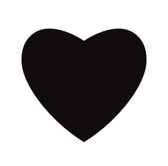 Flat Black Heart Icon Isolated on White Background. Vector illustration.