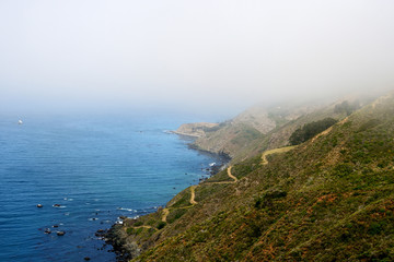 View of the Pacific Ocean from the mountain. California, USA