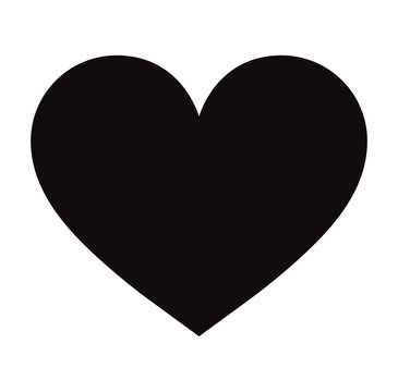 Flat Black Heart Icon Isolated on White Background. Vector illustration.