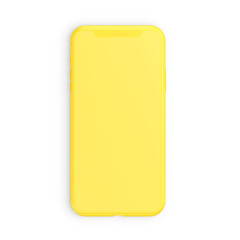 Smartphone Mockup yellow color minimal idea concept.