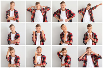 Obraz premium Bothered teenage boy on white background