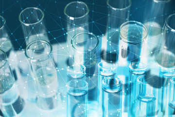 Test tubes with water in holder, closeup