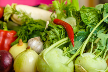 Kohlrabi and vegetables