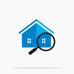 Fototapeta na wymiar House searching symbol logo house in the zoom tool search for house design vector illustration