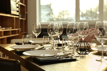 Beautiful table setting in dining room