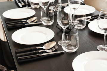 Beautiful table setting in restaurant