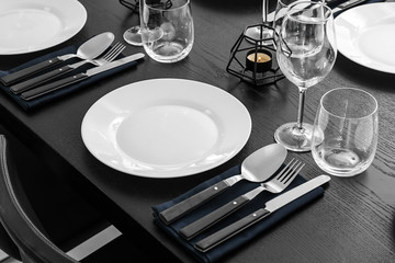 Beautiful table setting in restaurant