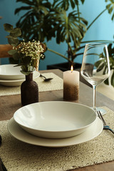 Beautiful table setting in dining room