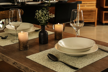 Beautiful table setting in dining room