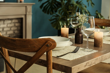 Beautiful table setting in dining room