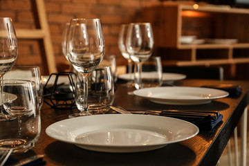 Beautiful table setting in dining room
