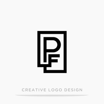Letter pf initial logo, square design for Corporate Business Identity, Alphabet letter vector illustration