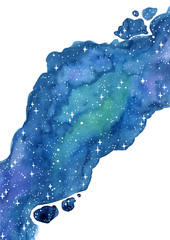 Abstract night sky and star watercolor hand painting background.