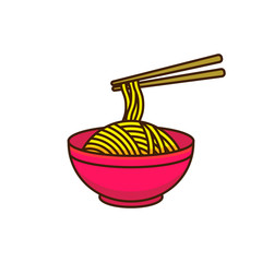 The Red bowl Noodles logo templates icon.