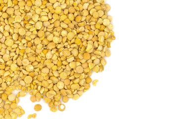 Yellow split peas isolated on white background