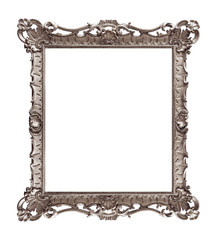 Silver frame for paintings, mirrors or photo isolated on white background