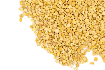 Yellow split peas isolated on white background