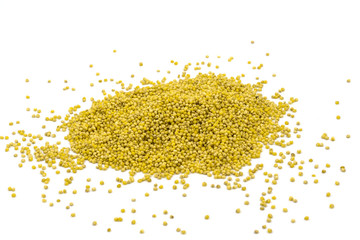 Yellow millet groats isolated on white background