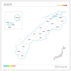 島根県の地図（市町村・区分け）