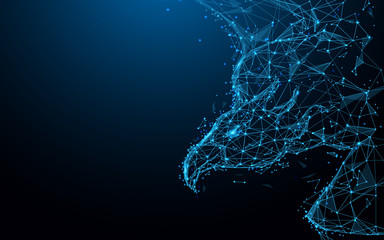 Eagle from lines, triangles and particle style design. Illustration vector