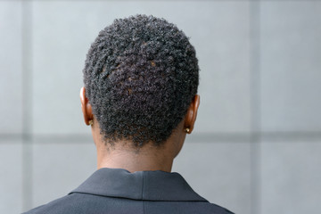 Close up back side portrait of young black woman