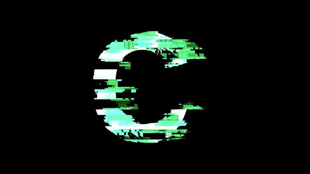 Letter C distorted glitch foturistic digital look - 4K animation alphabet letters set