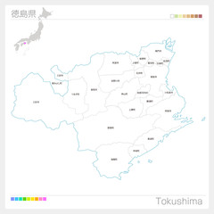 徳島県の地図（市町村・区分け）