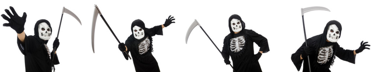 Obraz premium Scary monster with scythe isolated on white