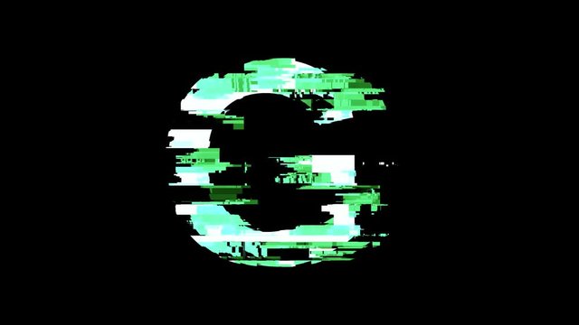 Letter G distorted glitch foturistic digital look - 4K animation alphabet letters set