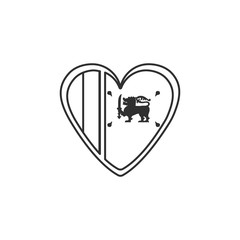 Sri Lanka flag icon in a heart shape in black outline flat design. Independence day or National day holiday concept.