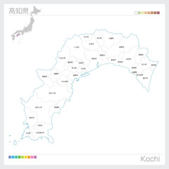 高知県の地図（市町村・区分け）