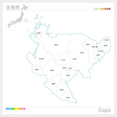 佐賀県の地図（市町村・区分け）
