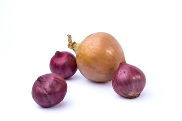 red onion and onion isolated on white background