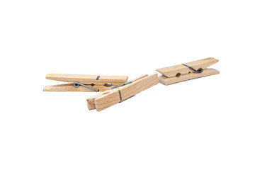 wooden clothespin isolated on white background.